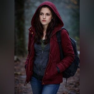 Love Tree Women's Deep Red Utility anorak Jacket size medium Bella swan